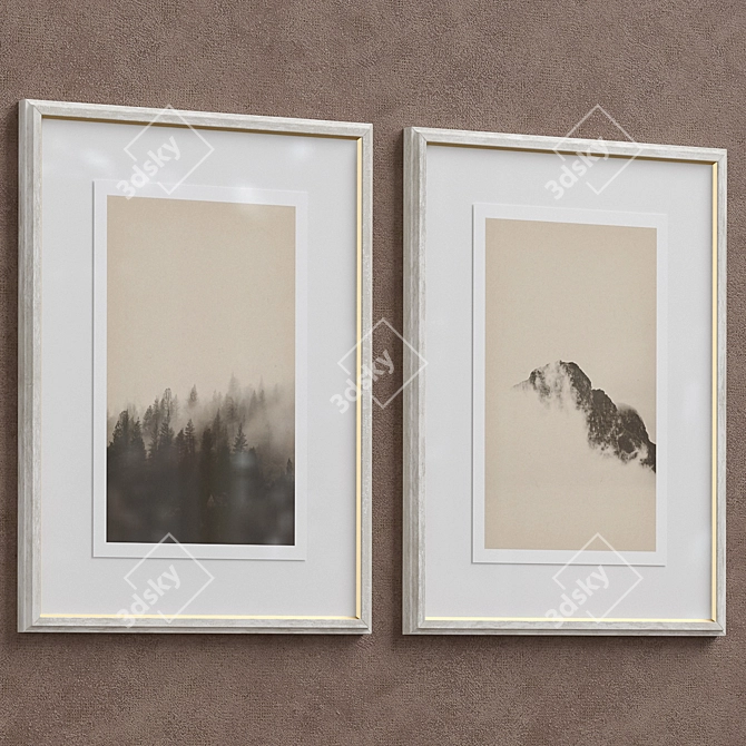 Sepia Nature Framed Print Set 3D model image 4