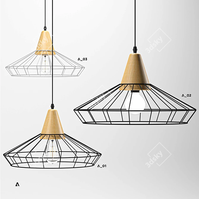 Modern Nordic Hanging Cage Lamp 3D model image 3