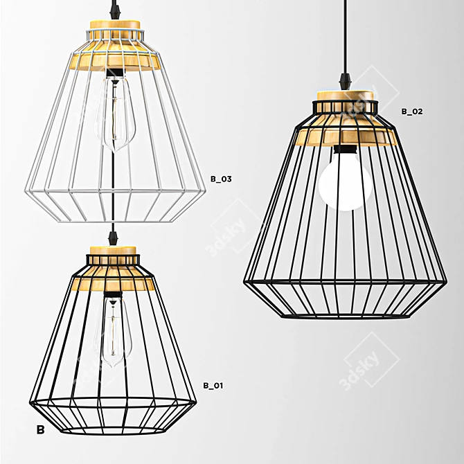 Modern Nordic Hanging Cage Lamp 3D model image 4