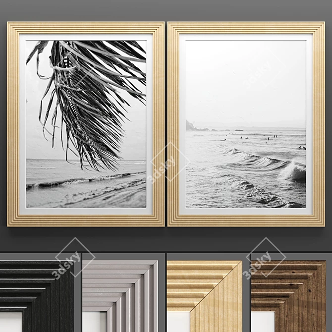 Modern Art Frame: 2 Frames, 4 Textures 3D model image 1