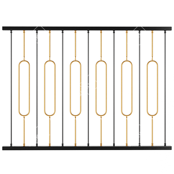 Elegant Wrought Iron Fence 3D model image 2