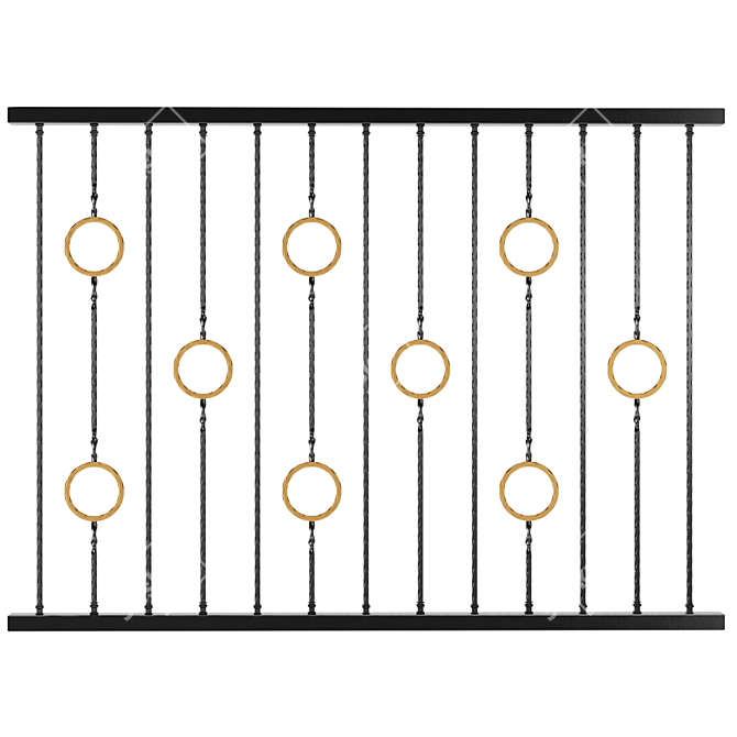 Elegant Wrought Iron Fence 3D model image 3