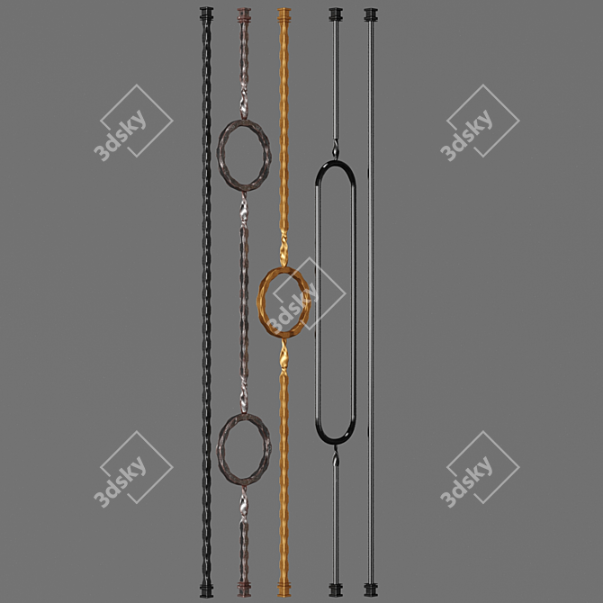 Elegant Wrought Iron Fence 3D model image 4