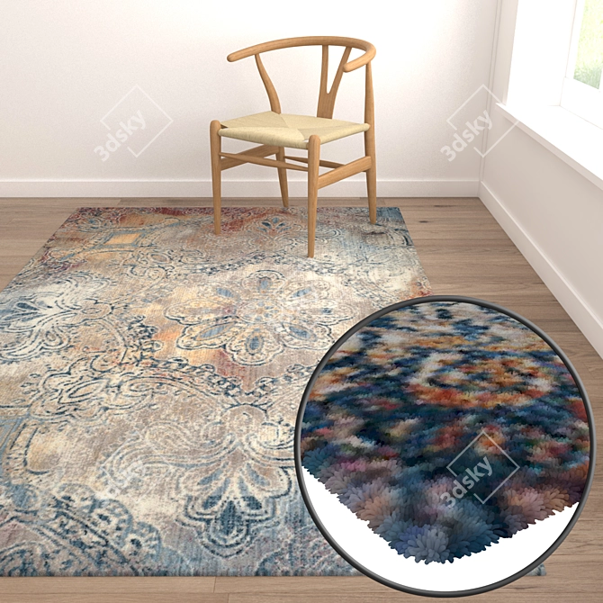 Luxury Textured Carpet Set 3D model image 5