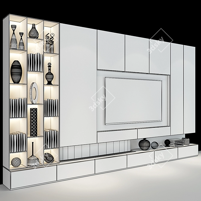 Sleek TV Shelf - 0284 3D model image 3