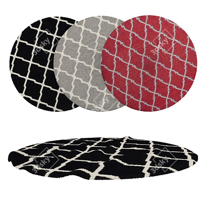 Round Carpets Set - Variety of Styles, Perfect for Any Space 3D model image 1