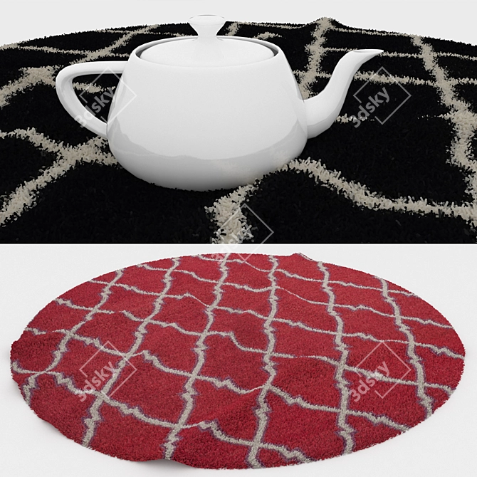 Round Carpets Set - Variety of Styles, Perfect for Any Space 3D model image 3