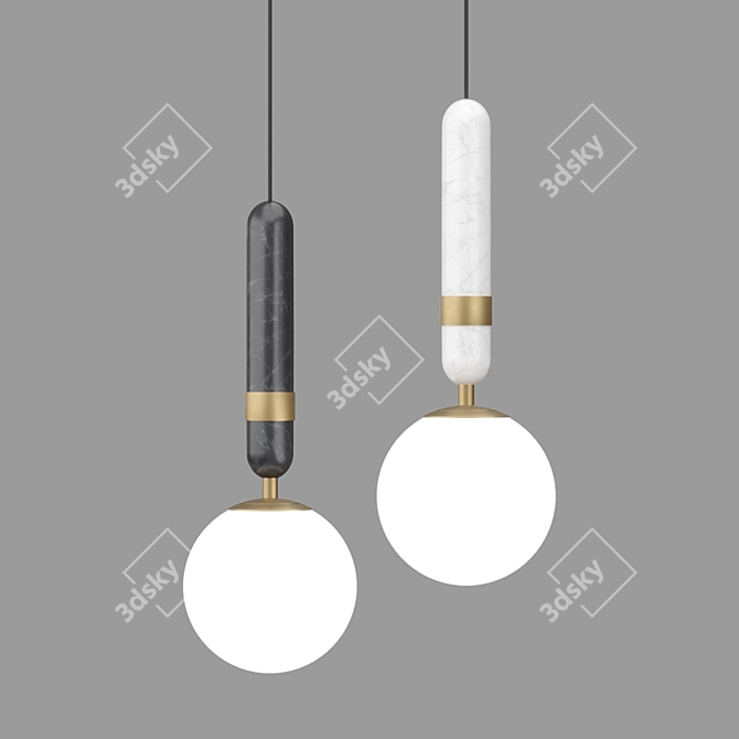 Elegant Marble Pendant Light 3D model image 2