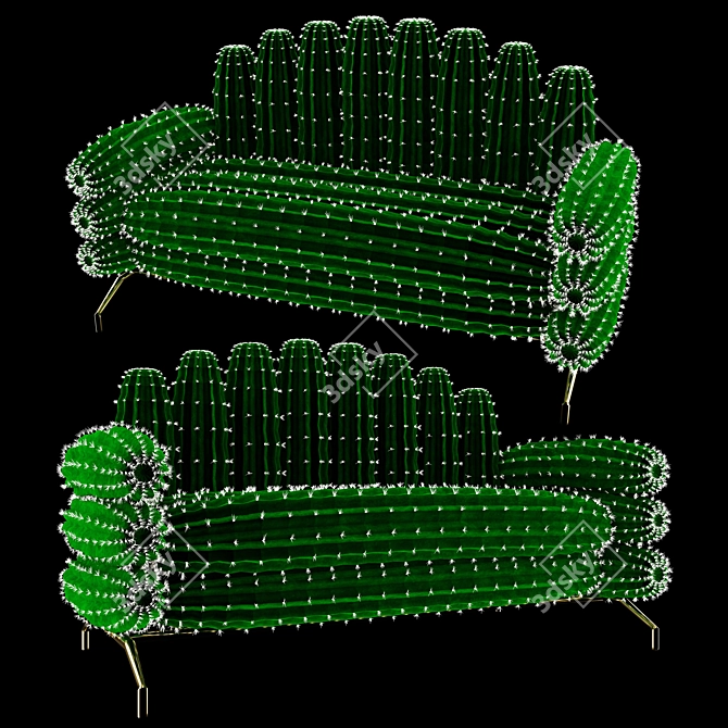 Elegant Cactus Sofa 3D model image 1