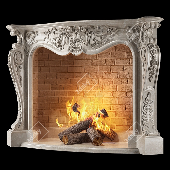 Elegant French Fireplace 3D model image 1