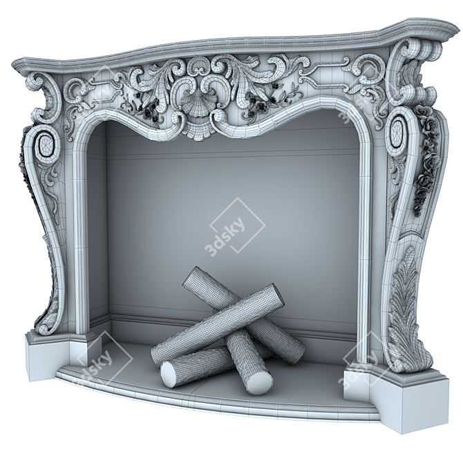 Elegant French Fireplace 3D model image 2