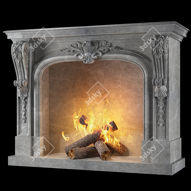 Authentic Italian Fireplace 3D model image 1