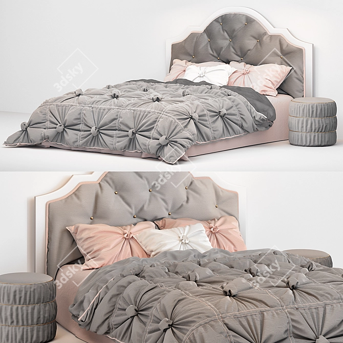Sleek Modern Bed 3D model image 1