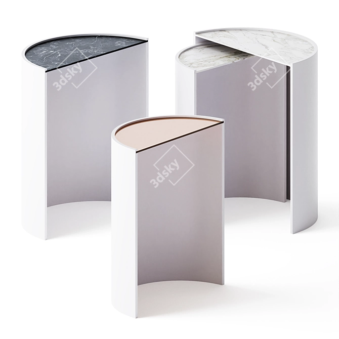 Elegant Contour Set: Marble & Glass Side Tables 3D model image 2