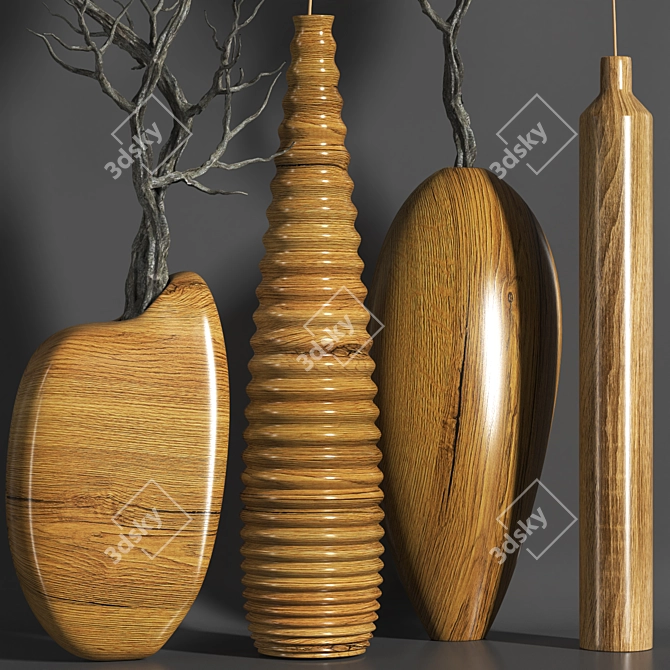 Elegant Pampas & Tree Décor 3D model image 3