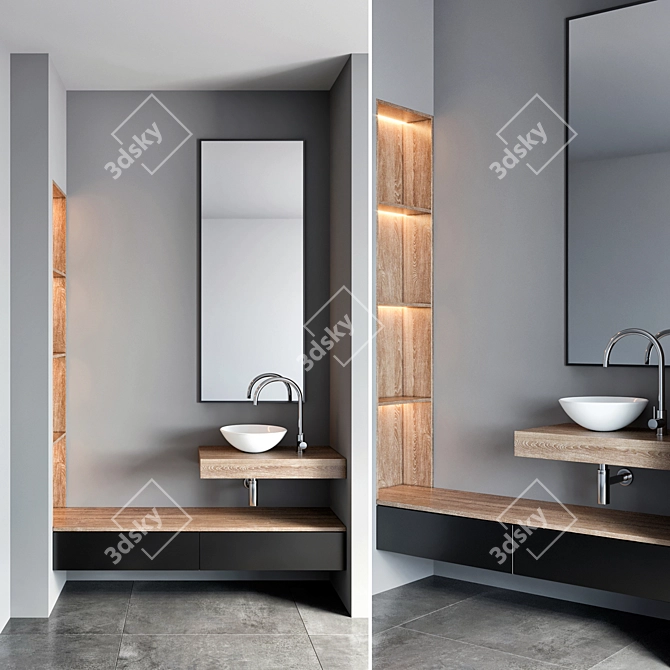 Modern Bathroom Furniture Set 3D model image 1