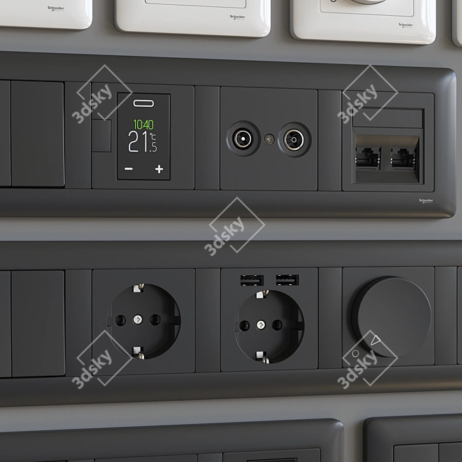 Schneider Exxact Primo: Stylish & Versatile Electrical Switches & Sockets 3D model image 2