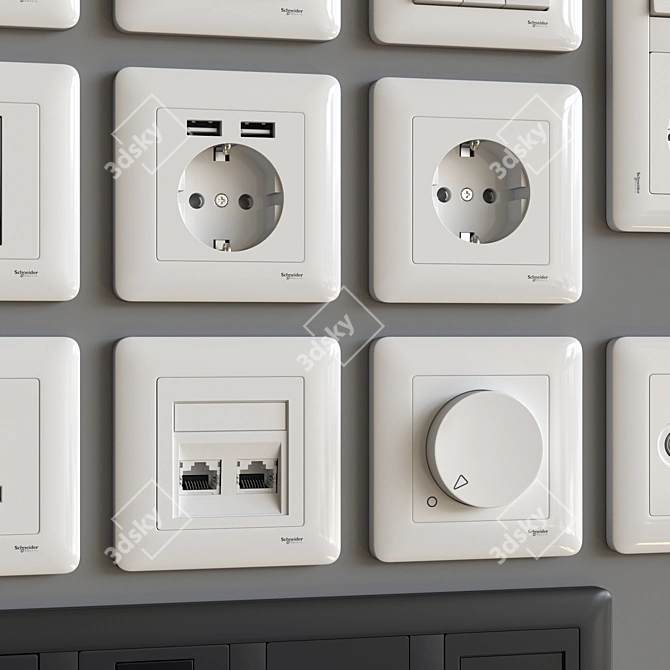 Schneider Exxact Primo: Stylish & Versatile Electrical Switches & Sockets 3D model image 3