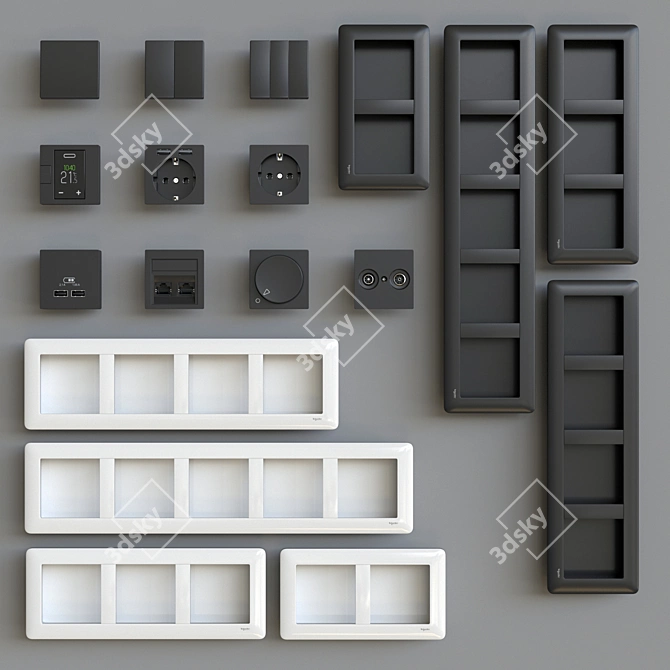 Schneider Exxact Primo: Stylish & Versatile Electrical Switches & Sockets 3D model image 4