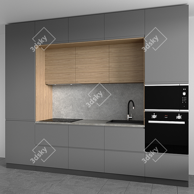 Modern Loft Kitchen Design Set 3D model image 2