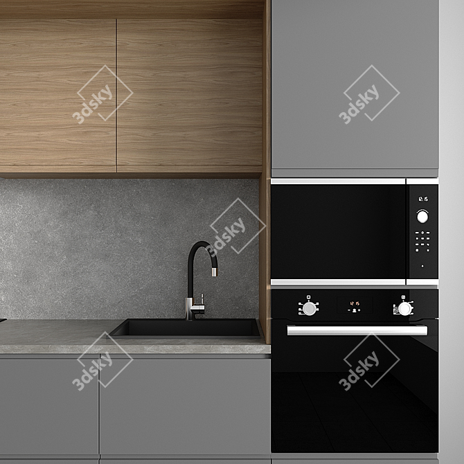 Modern Loft Kitchen Design Set 3D model image 4