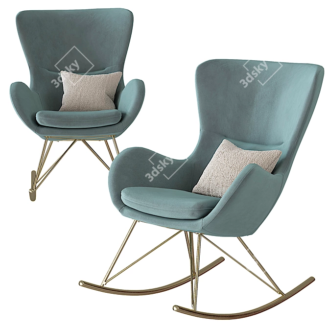 Lux Velvet Wing Rocker 3D model image 2