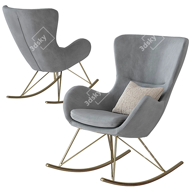 Lux Velvet Wing Rocker 3D model image 3