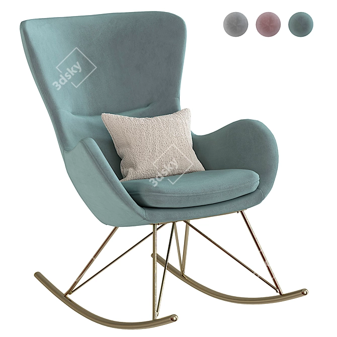 Lux Velvet Wing Rocker 3D model image 4