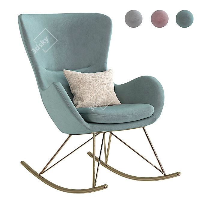 Lux Velvet Wing Rocker 3D model image 6