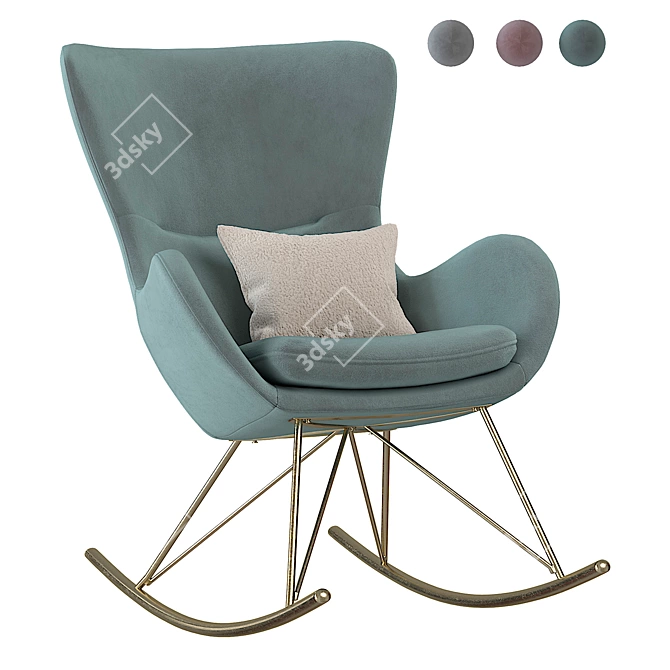 Lux Velvet Wing Rocker 3D model image 8