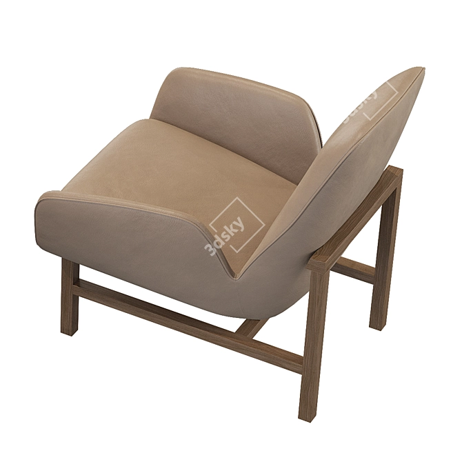 Elegant Nicci Timber Armchair 3D model image 4