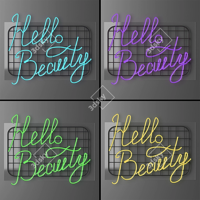 Radiant Greetings: Hello Beauty Neon 3D model image 8