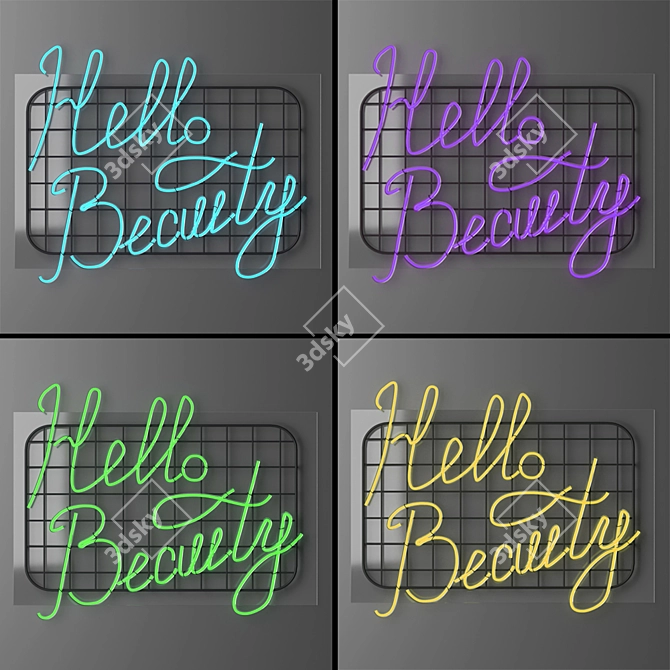 Radiant Greetings: Hello Beauty Neon 3D model image 13