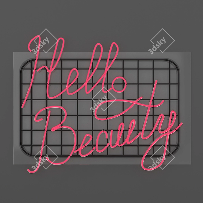 Radiant Greetings: Hello Beauty Neon 3D model image 4