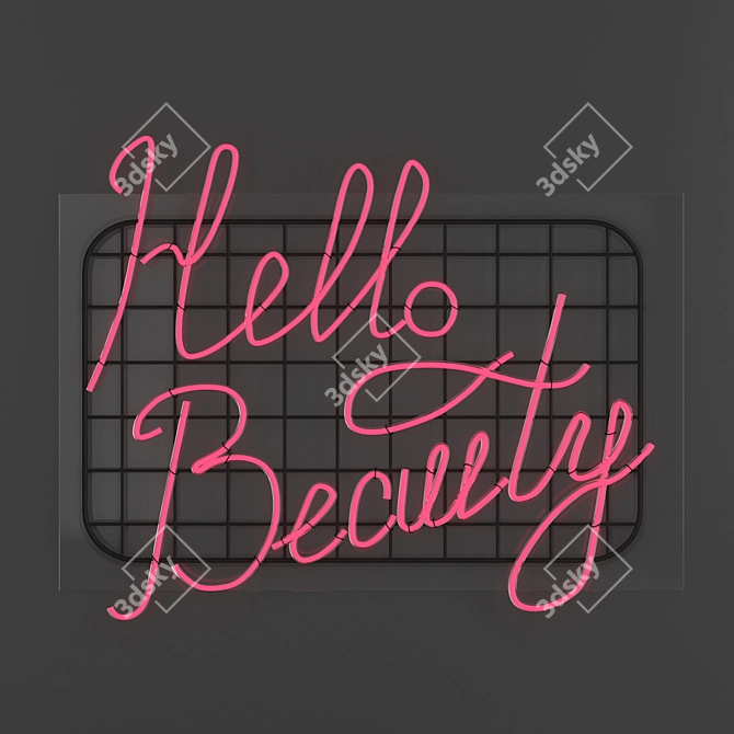 Radiant Greetings: Hello Beauty Neon 3D model image 6