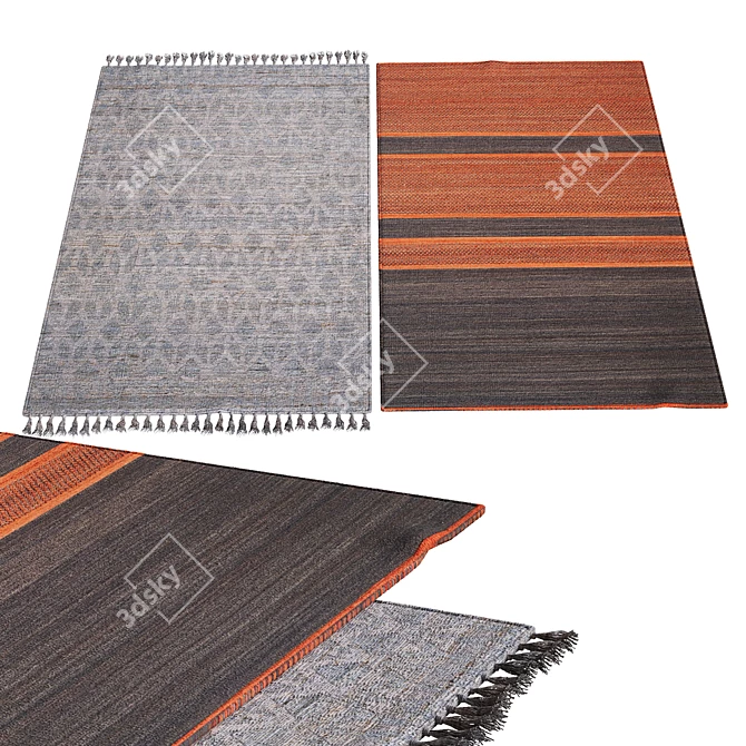 Modern Stripe Pattern Carpet 3D model image 1