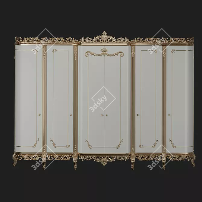 Elegant Space-Saving Wardrobe 3D model image 2