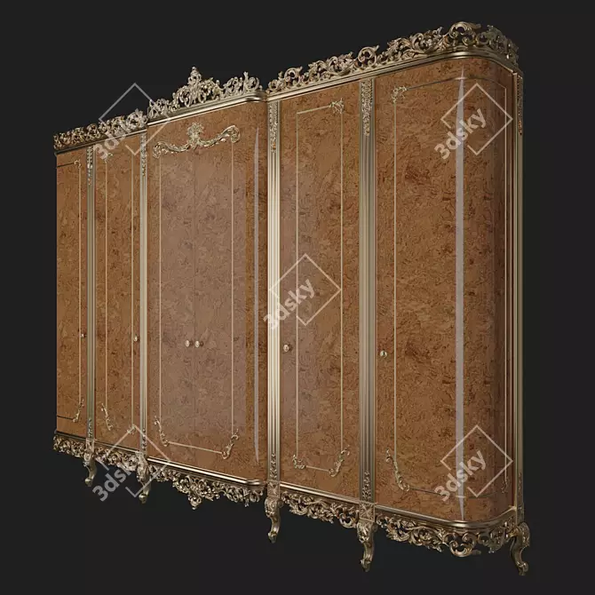 Elegant Space-Saving Wardrobe 3D model image 4