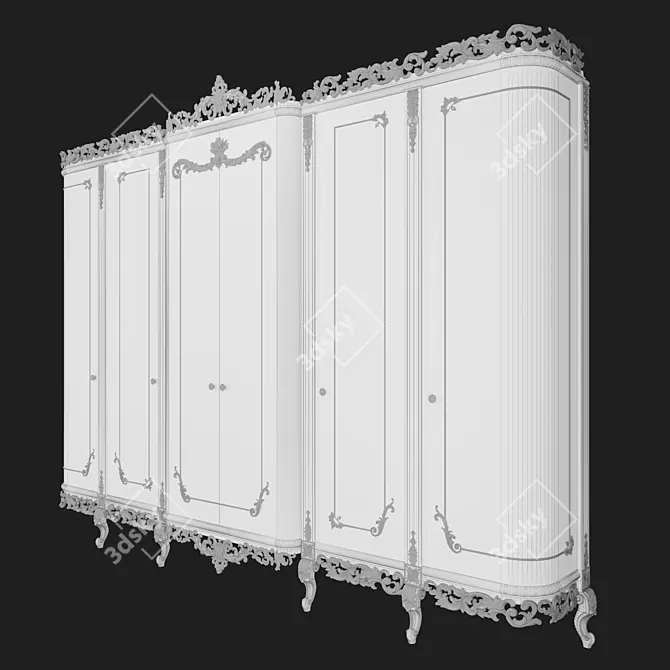 Elegant Space-Saving Wardrobe 3D model image 5