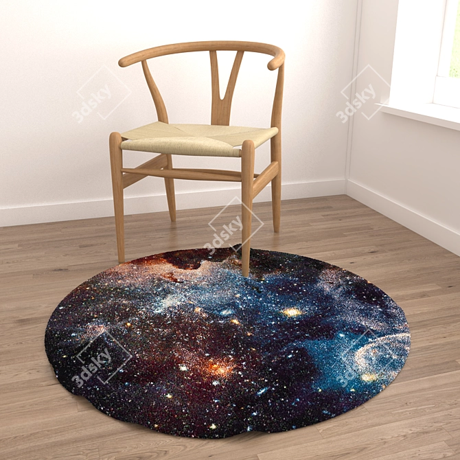 Round Carpets Set 98: 6 Circular Rugs with Variations, Perfect for Close and Distant Perspectives 3D model image 4