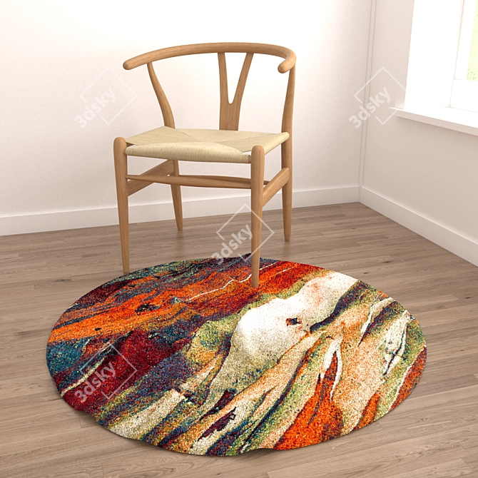 6-Piece Round Carpet Set for Stunning Interiors 3D model image 4