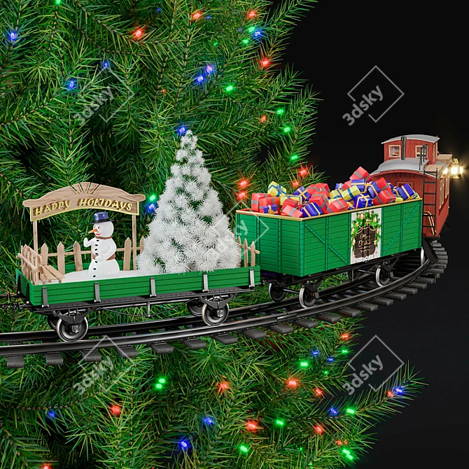 Holiday Tree Train: Festive Lights & Sounds 3D model image 3