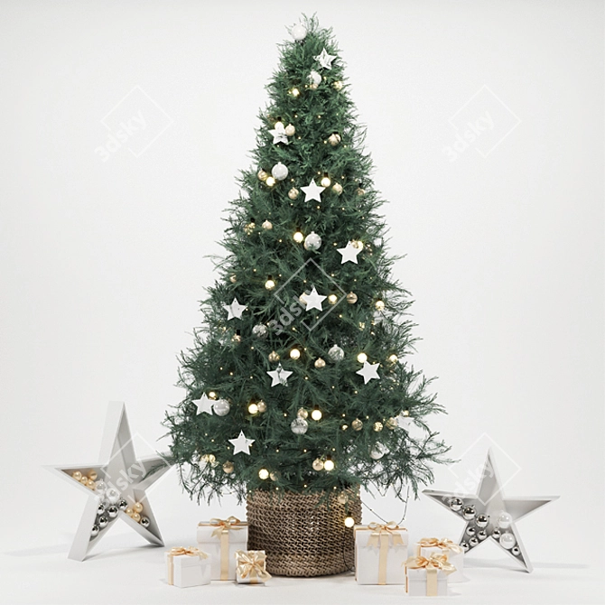 Festive Pine Tree 3D model image 1