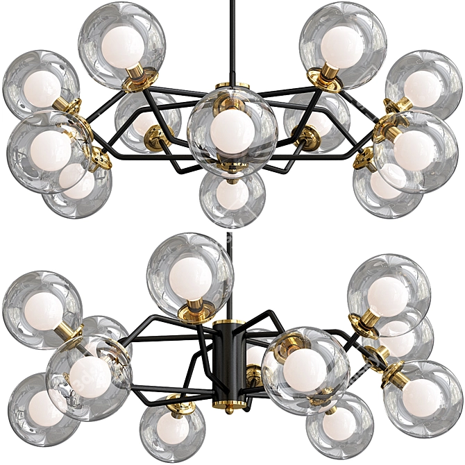 Molecule Loft Chandelier - 12-Lamp Statement Piece 3D model image 1