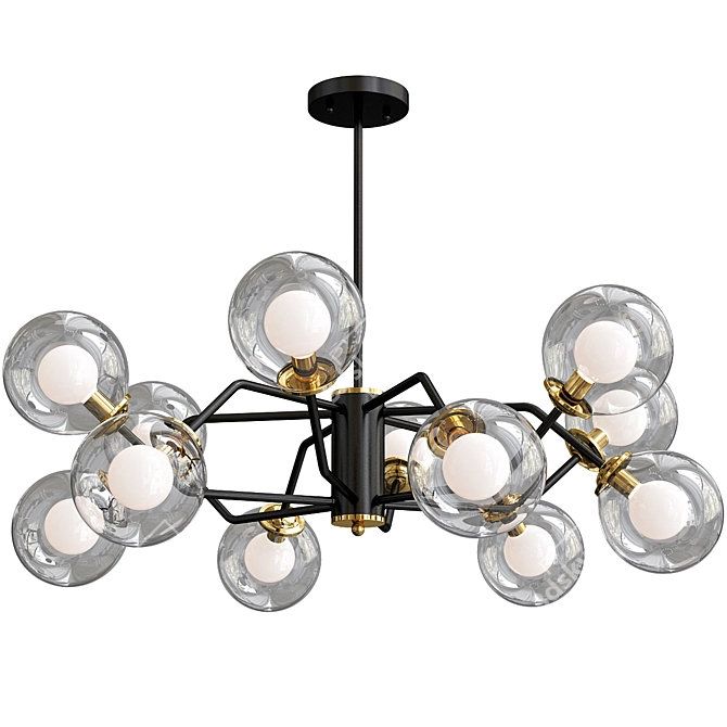 Molecule Loft Chandelier - 12-Lamp Statement Piece 3D model image 3