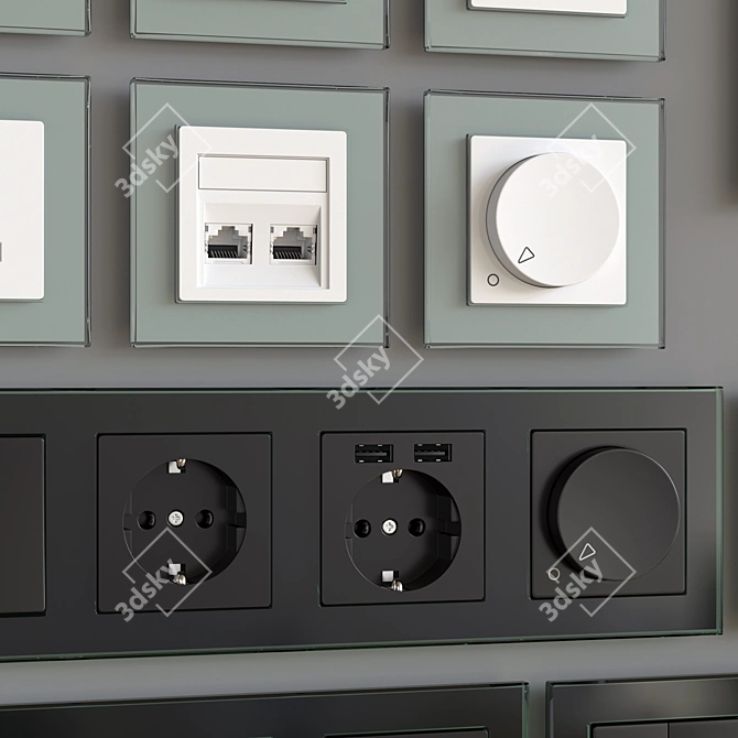 Schneider Exxact Solid Wall Switches & Sockets 3D model image 2