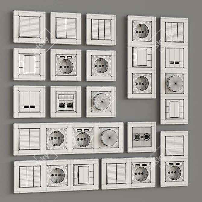 Schneider Exxact Solid Wall Switches & Sockets 3D model image 5