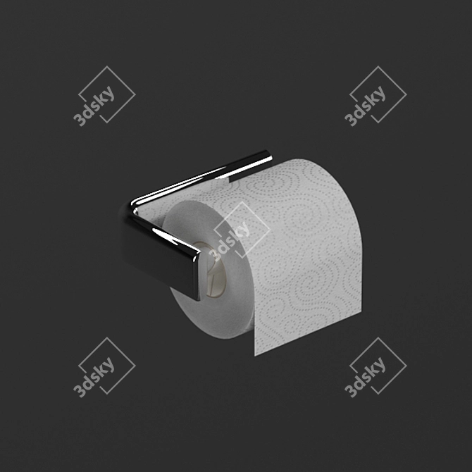 Sleek Chrome Toilet Paper Holder 3D model image 1