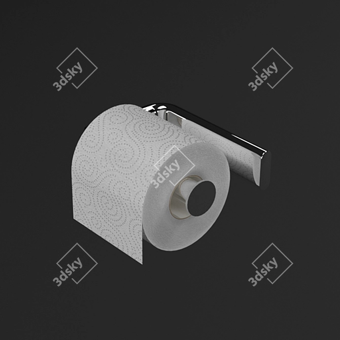 Sleek Chrome Toilet Paper Holder 3D model image 3