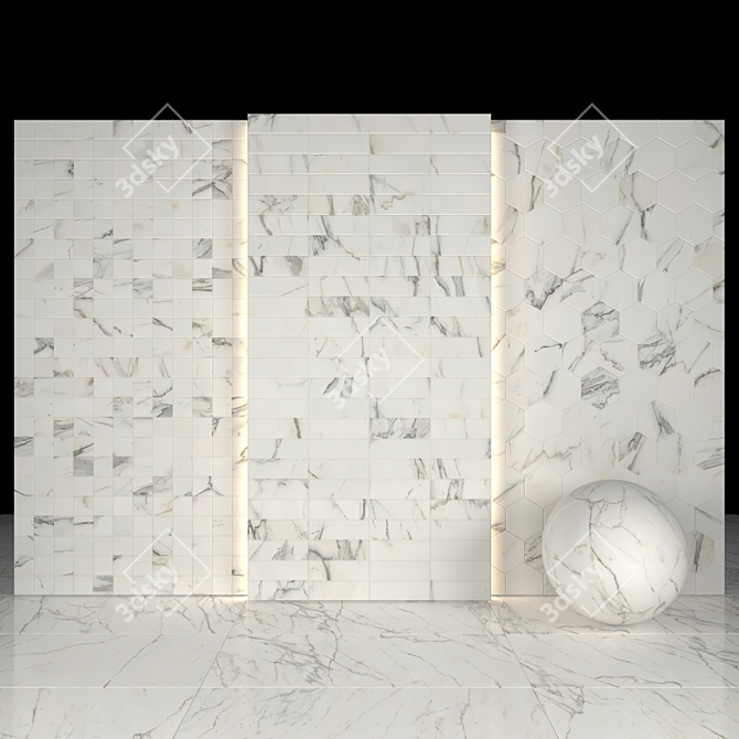 Elegant White Calacatta Tiles 3D model image 3